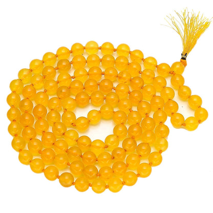 Pujahome Yellow Hakik Mala/Yellow Agate Mala (Size: 7mm, Beads: 108+1)